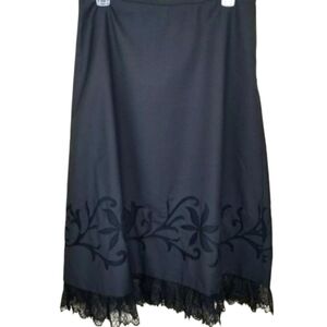 NEW! LOFT A-line Embroidered Lace Wool Blend Skirt 10.